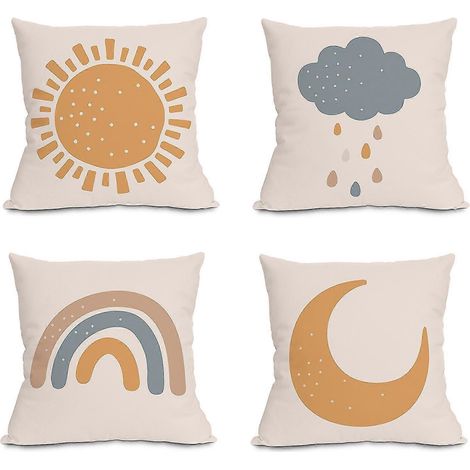Filiyano – oreiller – Lot de 4 taies d'oreiller « You Are My Sunshine » arc-en-ciel, 45 x 45 cm, pour la décoration de la maison, lit ou canapé. (1/3)