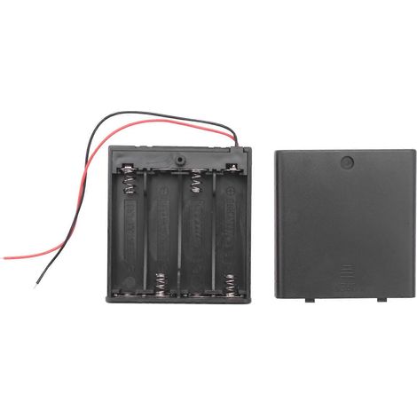 Boîtier pour 4 piles AA 1,5 V avec interrupteur marche/arrêt et fils de 5,5 pouces (1/5)