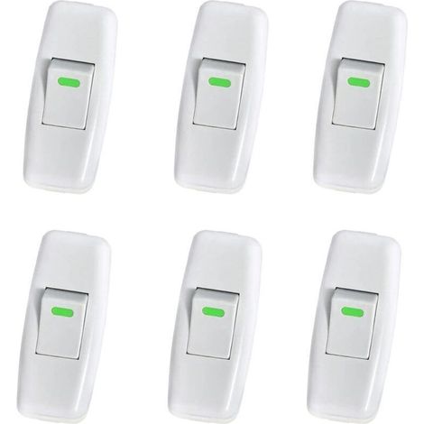 6 Pack Interrupteur Lampe, Interrupteur Torpedo, Ligne Cordon Interrupteur, Interrupteur Lampe de Chevet, Interrupteur à Bascule en Ligne pour Lampe de Table de Chevet Remplacement du Bouton (1/4)