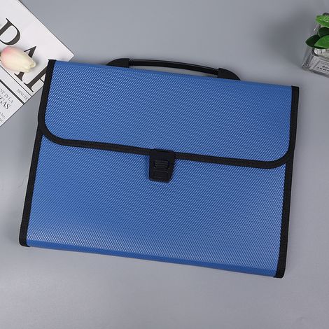 Trieur de documents bleu à 13 compartiments, format A4, pochette accordéon (1/5)