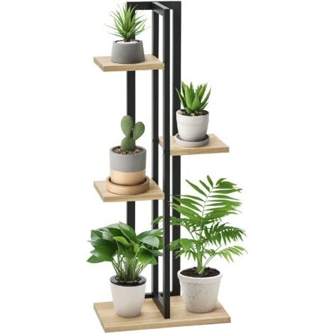 Étagère à plantes escalier fleurs 4 niveaux de différentes hauteurs style industriel en bois 45 x 25 x 110 cm (1/5)