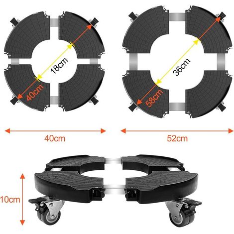 Porte Plante a Roulettes Réglable 40-58.5cm,Capacité Charge 250 kg Support de Pot de Fleur Rond, Plateau Roulant Noir avec Roues 360 °, Chariot Plantes pour Intérieur Extérieur Maison Jardin (1/5)