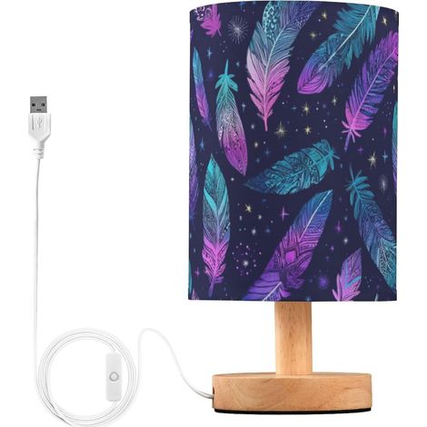 Kcldeci Lampe de chevet à plumes bohème pour chambre coucher (1/5)