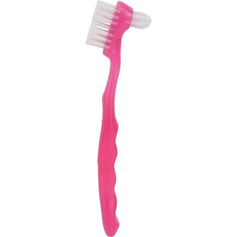 Brosse de nettoyage pour prothèses dentaires, portable, rose, idéale pour les personnes âgées et les voyages. Élimine la plaque dentaire et les impuretés. Cadeau parfait pour la maison et les voyages. (1/5)