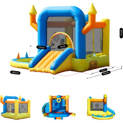Château Gonflable, Fonction Toboggan, Accessoires Complets Inclus, 2.85x2.5x1.87m (1/2)