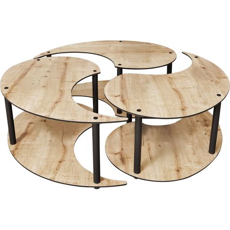 Mesa de centro, mesa de salón, mesa auxiliar. Set Roble (1/5)