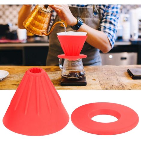 Filtre de cafetière pliable, goutteur de café réutilisable, filtre à café en résine de silicium, accessoire de machine à café pour la maison, le camping, les voyages, le bureau (Red) (1/5)