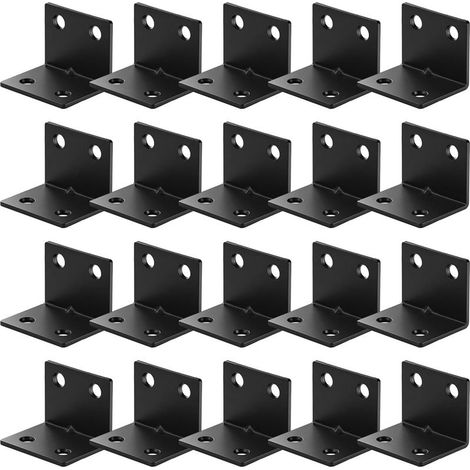 Lot de 20 équerres d'angle en métal renforcé avec vis pour étagères, cadre de table, stabilisation de meubles (1/5)