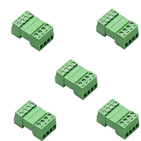 5 Pack 4 Pin Solderless Connector Male and Female Plug Screw Terminal Block for Quick and Secure Wiring for Electronics Projects and Home Repairs (1/5)