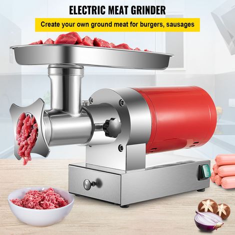 Hache-viande électrique VEVOR 5G-22A 800W 180r/min 300kg/h acier inoxydable rouge, machine à moudre viande 2 plateaux 6-8mm kit saucisse tiroir, cuisine maison et usage pro (1/5)
