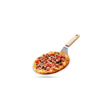 Pelle à pizza en acier inoxydable avec manche en bois, poussoir à pizza pour pierre à pizza, poussoir à pain, pelle à gâteau, pelle à pizza,(10 pouces) - Crezuo (1/4)