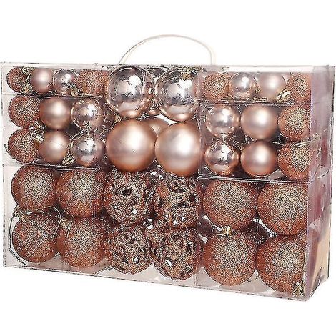 Boules de Noël décoratives, 100 boules (couleur cuivre), tailles 3/4/6 cm, incassables (1/5)