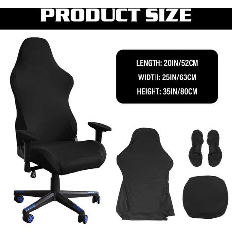 Housse de chaise de gaming - Housse de chaise de bureau - Noir - Extensible - Pour chaise de jeu d\'ordinateur, style racing - Noir (1/4)