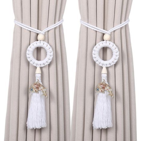 Embrasses de rideaux d'extérieur, supports de rideaux en-Blanc (1/2)
