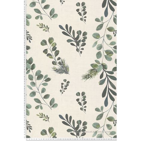 Papier peint intissé Palmiers & Feuilles Beige, Crème, Vert, Blanc - 10,05 x 0,53 m (1/5)