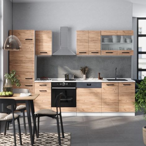 Cuisine R-Line, Chêne doré/blanc, 300cm PT Chêne, Vicco