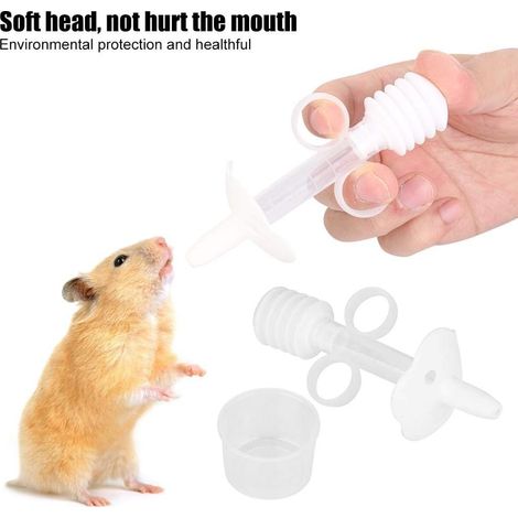 Distributeur de médicaments pour Animaux de Compagnie Distributeur d'eau de Lapin en Silicone Distributeur de médicaments pour Hamster Seringue Souple pour Petits Animaux(Blanc)