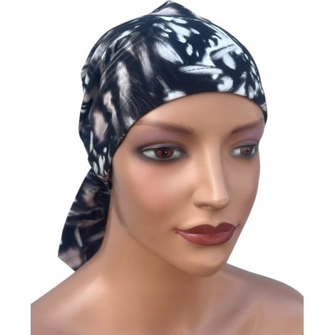 Pañuelo Greta 487 para mujer, elástico, turbante atado, también para después de la quimioterapia. (1/5)