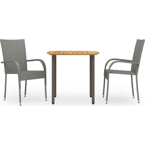 Dining Set Grey Solid acacia wood Medium Stackable Dining Set vidaXL (1/5)