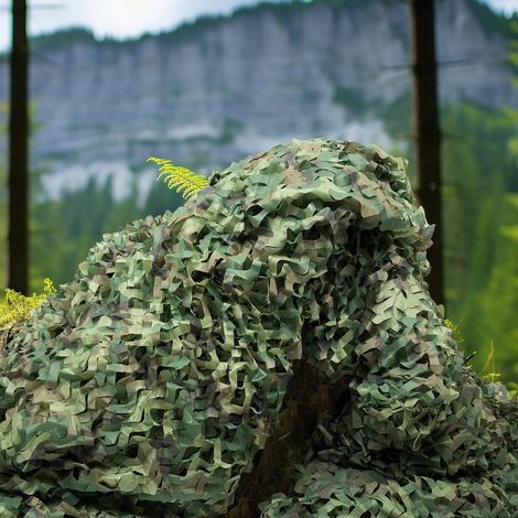 Filet de camouflage 6 x 8 m, léger et portable en tissu Oxford, filet de camouflage pour extérieur, imperméable, pour décoration, aménagement de fond (1/5)