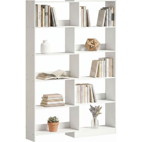 HOMCOM estantería expandible 5 niveles, giratoria 350°, ancho ajustable, convertible en l, recta o compacta para salón, estudio 111,5x23,8x163,7 cm