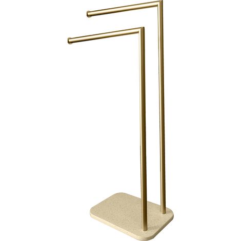 Porte-serviettes sur pied 2 barres en métal Naturel 80x40 cm (1/2)