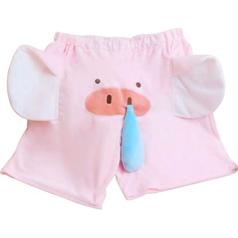 Short Femme Motif Cochon Nez Sonore - Pantalon Loisir Polyester Rose - Pour Plage Fête Maison - Taille 2xl (1/5)