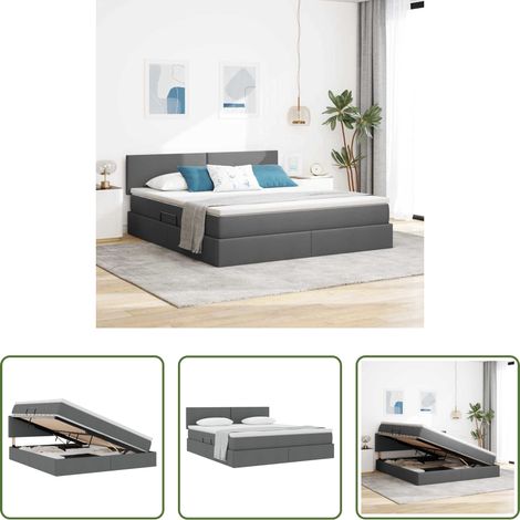Matelas de rangement - Lit avec rangement et matelas Gris foncé 180 x 200 cm (1/5)