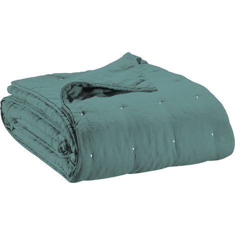 VIVARAISE - Chemin de lit Zeff Vivaraise - Bleu foncé - Lin/coton - 90 x 240 cm