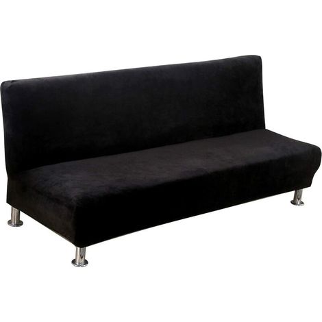RHG Housse Clic Clac Housse Canape Lit Extensible Anti-Taches Housse bz Housse de canapé sans Bras Noir
