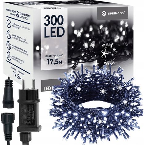 LUCES DE NAVIDAD 300LED EXTERIORES CORTINA LUMINOSA IP44 BLANCO FRÍO FLASH (1/5)