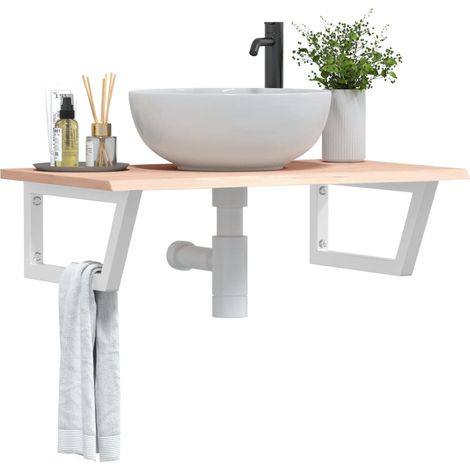 Étagère de Salle de Bain, Étagère de vasque murale, Meuble sous Vasque acier et bois de chêne massif FR554799 DESIGN IN (1/5)