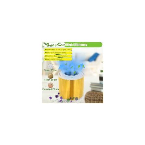 Convient pour les accessoires d'aspirateur Karcher série A élément filtrant Haipa A2004 A2204 filtre élément filtrant HEPA 2 pièces, jaune (1/3)