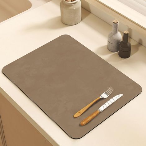 Tapis Egouttoir Vaisselle, Absorbant Vaisselle pour Comptoirs de Restaurant Cuisine Bar Café, Couleur Unie (Marron,40x50x2,5cm) Marron 40x50x2,5cm'Marron 40x50x2,5cm'Marron'40x50x2,5cm