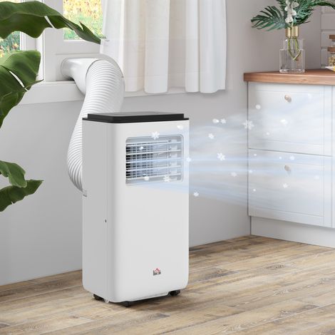 Climatiseur portable 750 W avec 5 modes et 2 vitesses. Fabriqué en plastique et en acier. 33 x 28 x 70,4 cm. Blanc.
