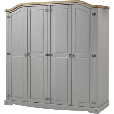 Corona Grey Wax 4 Door Arch Top Wardrobe