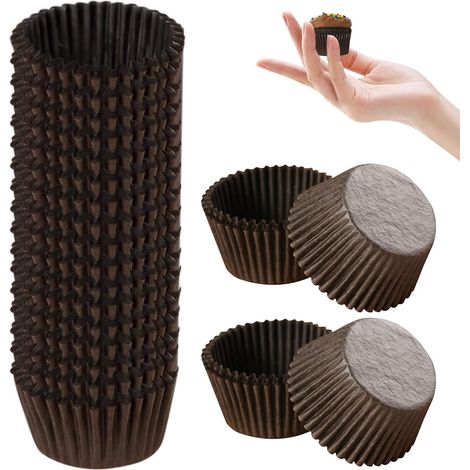 1000 caissettes en papier brun pour mini-gâteaux, moules à tartelettes aux œufs, caissettes rondes spéciales pour la cuisson, muffins, caissettes à chocolat (1/5)