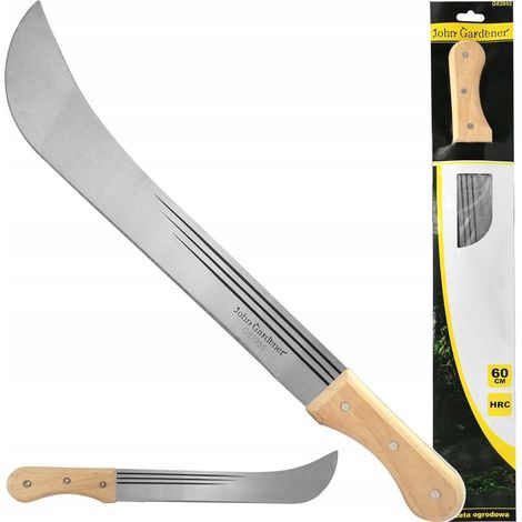 Machette de jardin 60 cm G82955 – Acier inoxydable trempé – Poignée en bois naturel – Coupe nette sans éclat – Geko