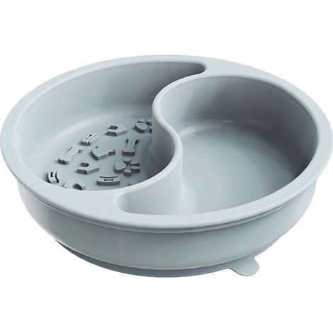 Gamelle double en silicone pour chien, avec ventouse, pour nourriture et eau. (1/4)