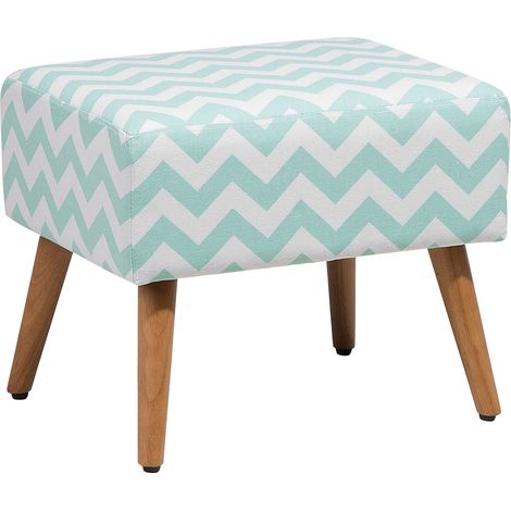 Reposapiés asiento de algodón verde menta patas de madera patrón oriental estilo escandinavo Manteo