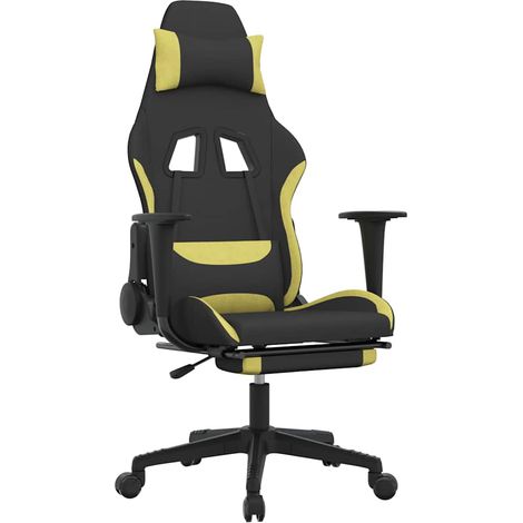 Maison Exclusive - Sedia da Gaming con Poggiapiedi Nero e Verde Chiaro in Tessuto (1/5)