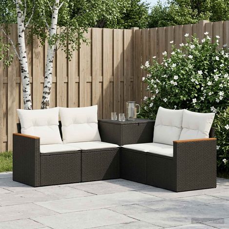 vidaXL Ensemble de Canapés 5 pc Noir et blanc crème (1/5)
