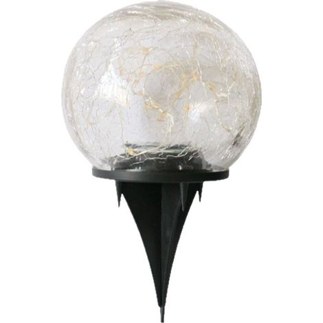 Lampe de jardin solaire, boule de verre fissuré imperméable à l'eau LED blanche chaude pour la décoration extérieure, pelouse de patio de terrasse, 1 globe terrestre (1/5)