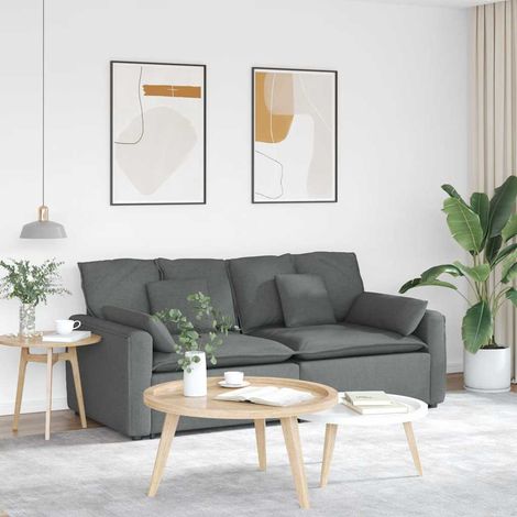 Sofá modular con cojines, gris oscuro
