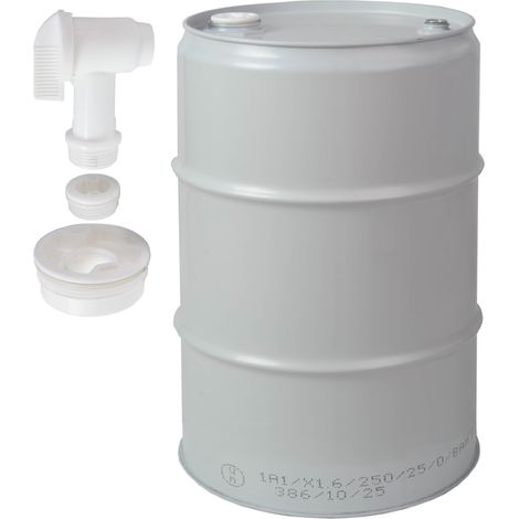 Barile in metallo d'acciaio TH 60L, tappi da 2 e 3/4, con rubinetto, certificato - GRIGIO