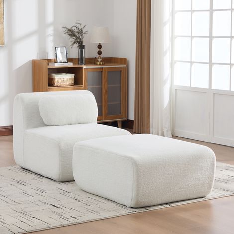 Canapé modulaire en chenille – Canapé-lit compressé 1 place Garnissage mousse de haute résilience – Base antidérapante – Facile à déplacer – 177 × 79 × 71 cm – Beige (1/5)