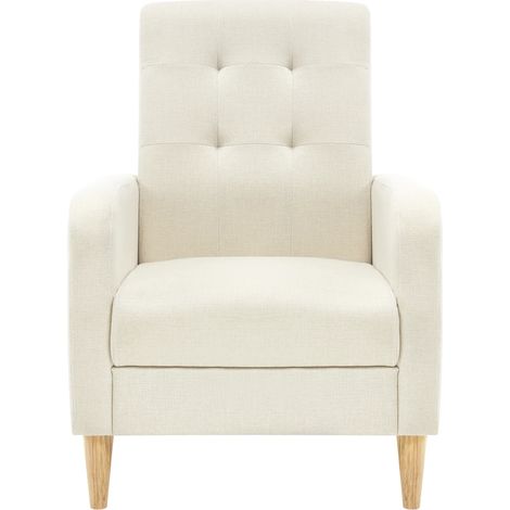 Fauteuil TV en lin avec structure en bois massif, 68 x 90,5 x 73,5 cm, couleur naturelle (1/5)