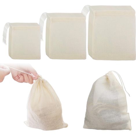 Lot de 30 sachets à épices, coton mousseline, cordon de serrage, 3 tailles, filtration thé café infusion cuisine(Troisième trimestre : Nouveaux produits en septembre)