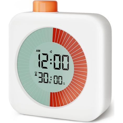 3-in-1 Digitaler visueller Timer mit rotierendem Eierzähler, Kinderwecker, Uhr und Stummfunktion, 60-Minuten-Countdown, ideal für Menschen mit ADHS, zu Hause, in der Küche und beim Kochen – Weiß