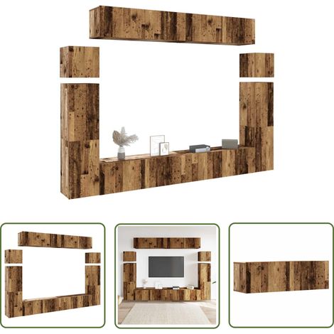 vidaXL Ensemble de meuble TV mural 8 pcs vieux bois bois d'ingénierie (1/5)